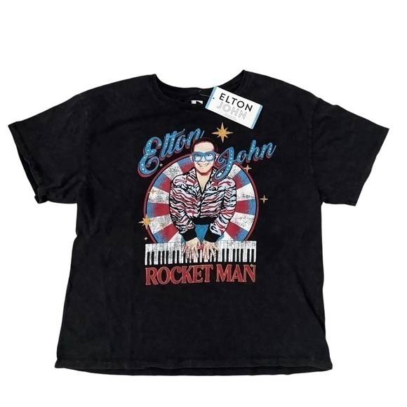 Urban Outfitters Tops - Elton John Rocket Man bedazzled Graphic concert T-Shirt